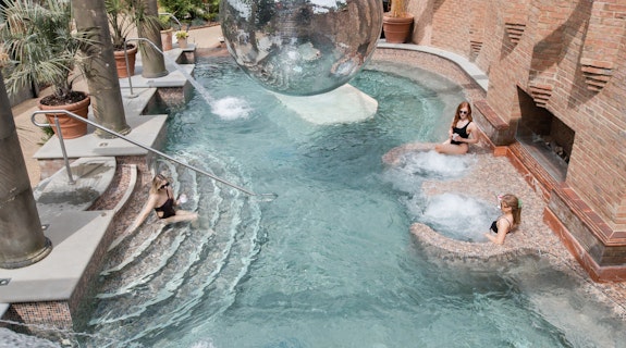 The Rabbit Hotel and Retreat Balcony View of Roman Baths Pool